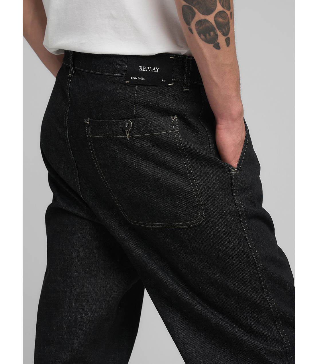 リラックスフィットELYM デニムチノパンツ 詳細画像 ブラック 5